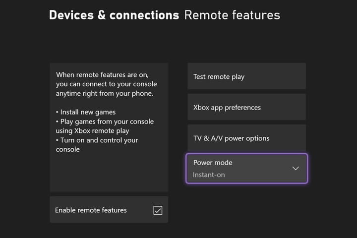 Xbox habilitar funciones remotas