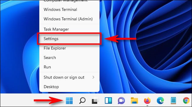 En Windows 11, haga clic con el botón derecho en el botón Inicio y seleccione "Ajustes."