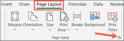 Abrir configuración de página en Excel en Windows